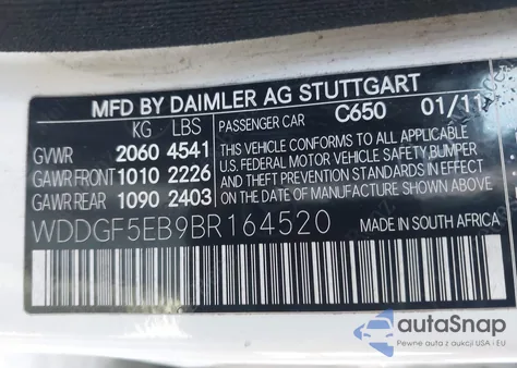 2011 Mercedes-Benz C 300 Luxury/Sport z USA, uszkodzony, nr VIN WDDGF5EB9BR164520